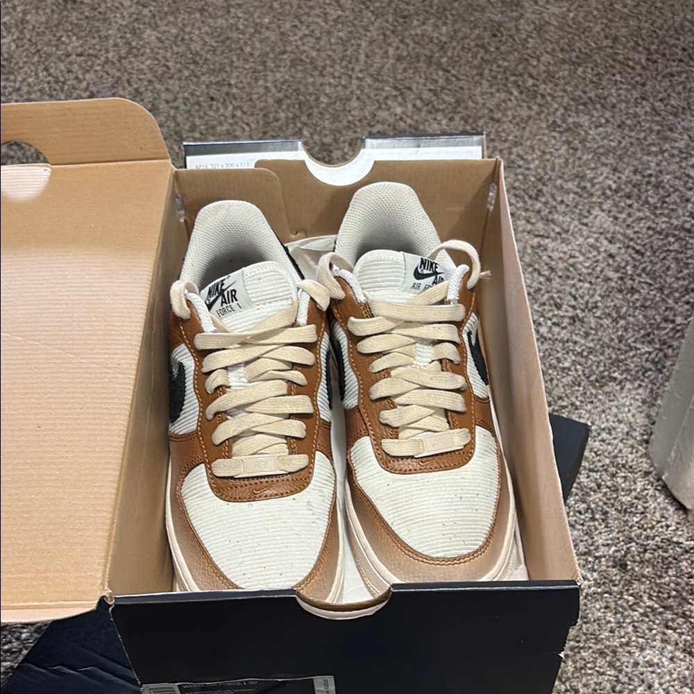 Nike Brown and White Sneakers Versatile Low-Top Design slightly worn
